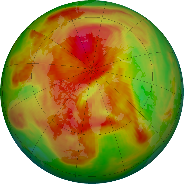Arctic ozone map for 12 April 1991